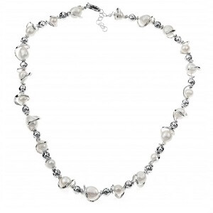 Nuvole - collana in argento naturale e perle