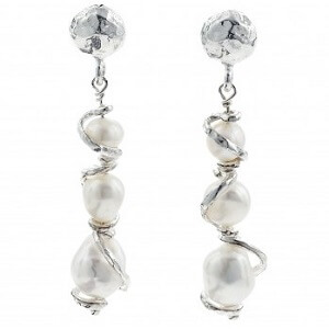 Nuvole - orecchini in argento naturale e perle